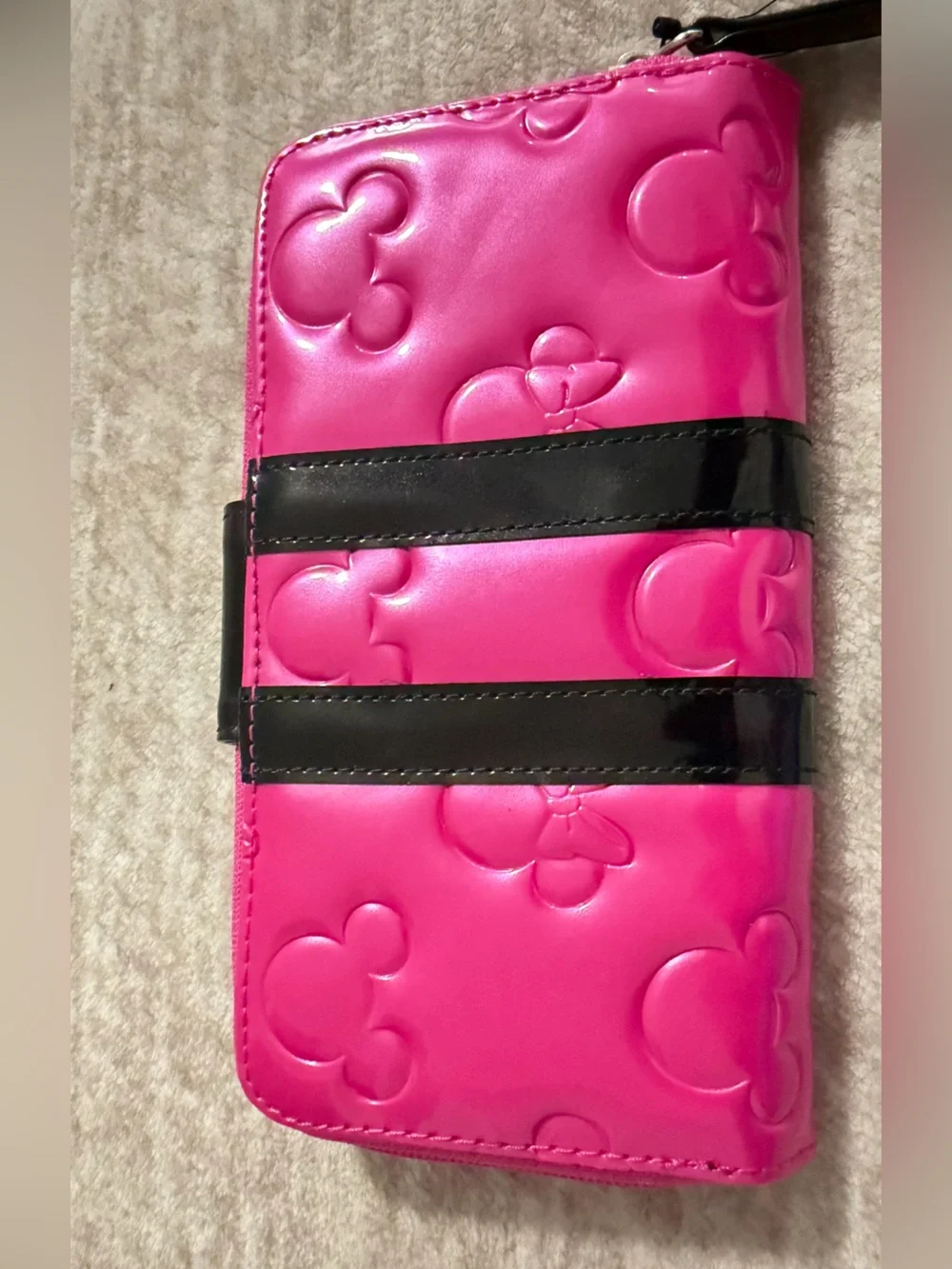 Disney Hot Pink Patent Wallet with Black Trim and Mickey Accent - Picture 2 of 5